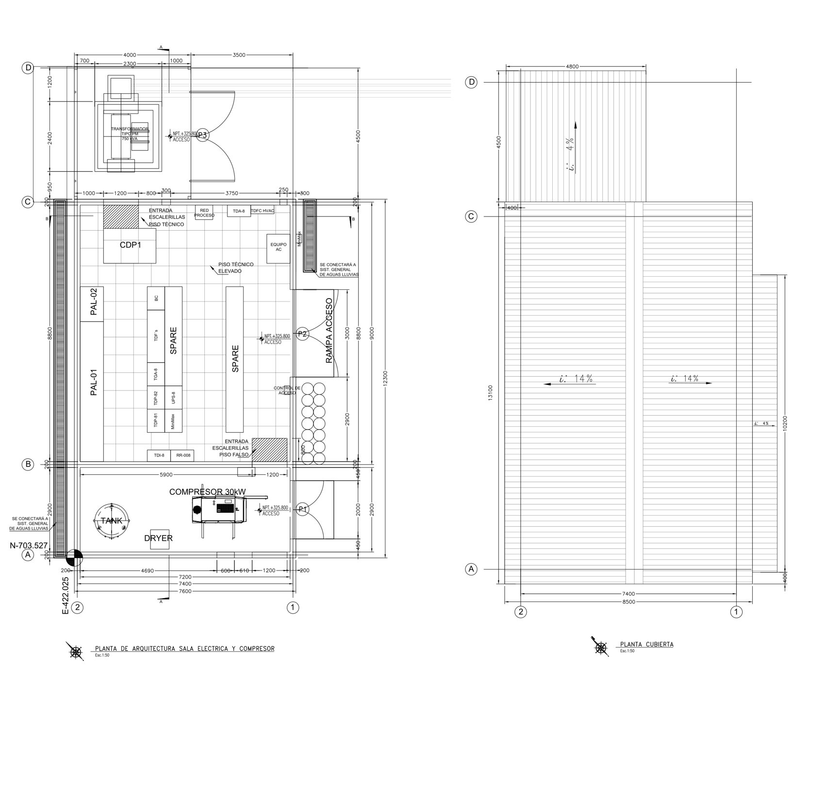 Planta de arquitectura de sala eléctrica